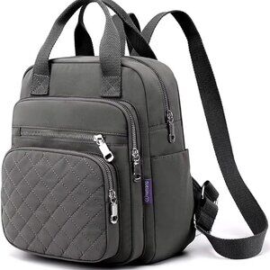 Women Small Waterproof Quilted Square Backpack with Multiple Pockets